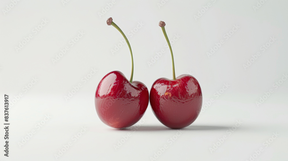 Fresh and Juicy Cherries Front View on White Background Fresh and Juicy Cherries Front View on White Background