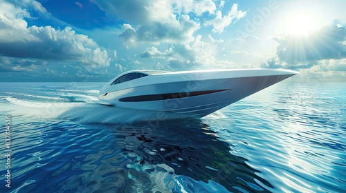 Modern fast boat in the tropical sea 