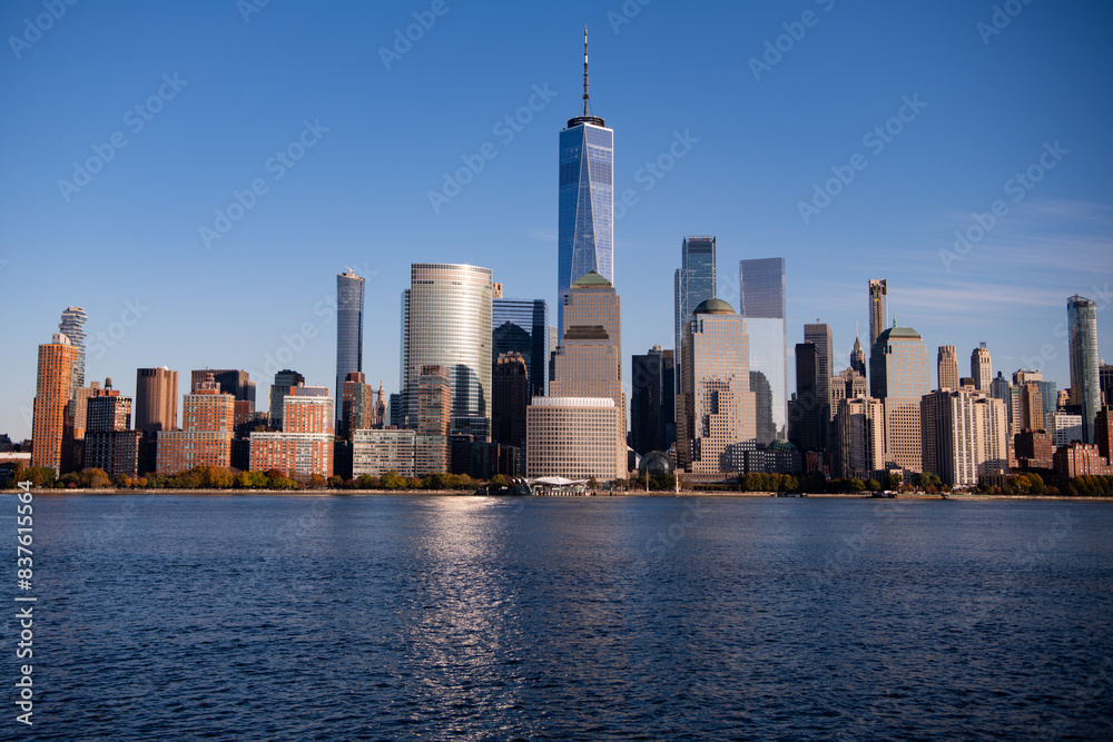 Obraz premium New York, United States. Panorama view of New York city skyline in Midtown Manhattan. USA, NYC, NY, Manhattan. American big city. Lower Manhattan skyline.