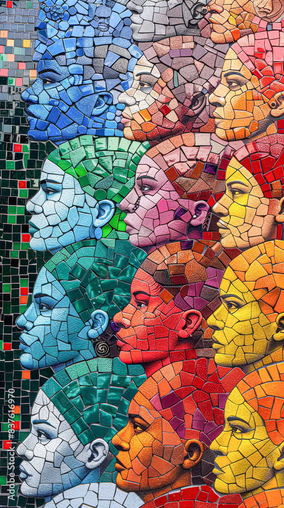 Obraz premium Inclusive Street Art Mosaic Celebrating Diversity in Sexuality and Ethnicity
