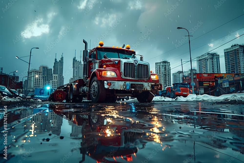 Tow truck driver navigating city streets with precision and skill