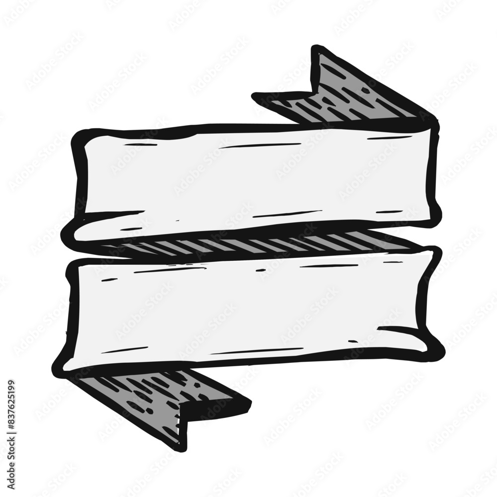 Doodle of ribbon banner illustrations isolated on a white background. hand drawn vector illustration Doodle of ribbon banner illustrations isolated on a white background. hand drawn vector illustration