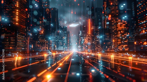 Futuristic Metropolis with Advanced Infrastructure and Vibrant Digital Cityscape