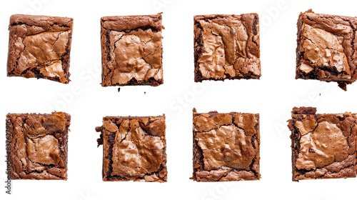 Decadent homemade brownies on a transparent background, perfect for chocolate lovers and dessert enthusiasts. Freshly baked and rich in flavor, these indulgent treats are ideal for satisfying your swe photo