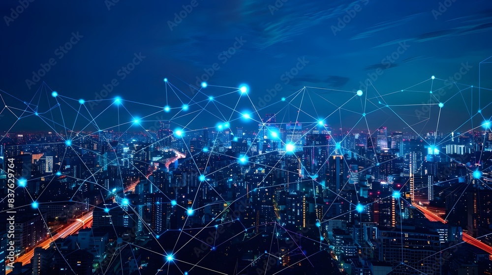 Futuristic Cityscape with Seamless IoT for Smart Business Networks Futuristic Cityscape with Seamless IoT for Smart Business Networks