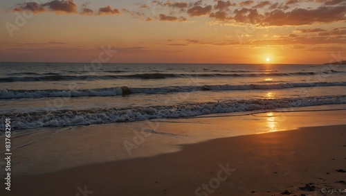 Wallpaper Mural The tranquil allure of a seaside sunrise painting the sky with hues of gold and pink ai_generated Torontodigital.ca