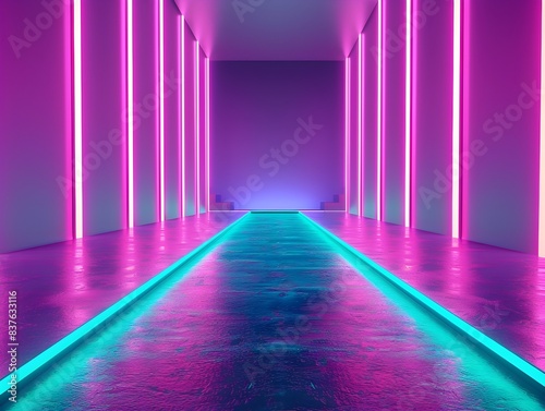 Radiant Neon Tunnel A Futuristic Backdrop for Stylish Product Presentations