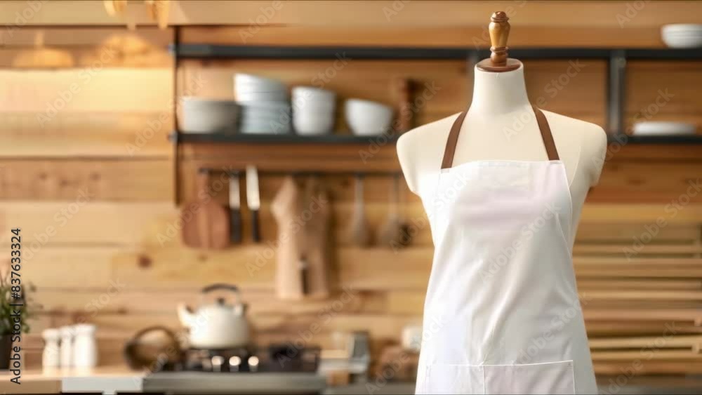 Mockup of a white apron on a mannequin for branding purposes. Concept ...