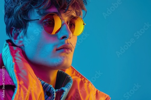 Person in colorful attire with sunglasses