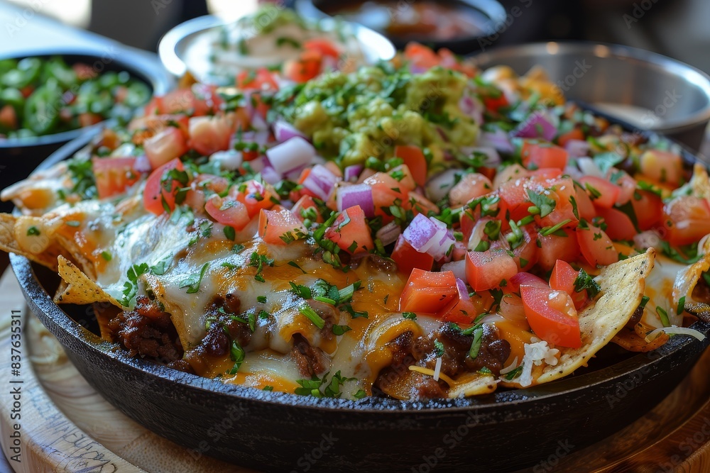Nachos - Loaded nachos with cheese, jalapenos, sour cream, and guacamole. Nachos - Loaded nachos with cheese, jalapenos, sour cream, and guacamole.