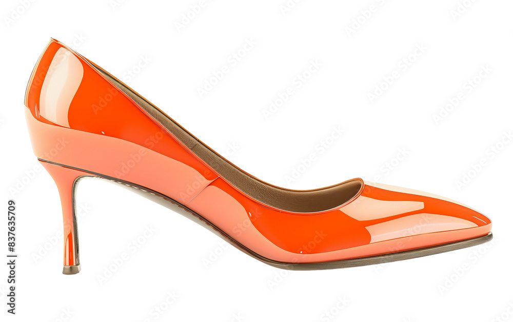 Elegant orange high-heeled shoe with a glossy finish, perfect for formal occasions and adding a stylish touch to your outfit. Elegant orange high-heeled shoe with a glossy finish, perfect for formal occasions and adding a stylish touch to your outfit.