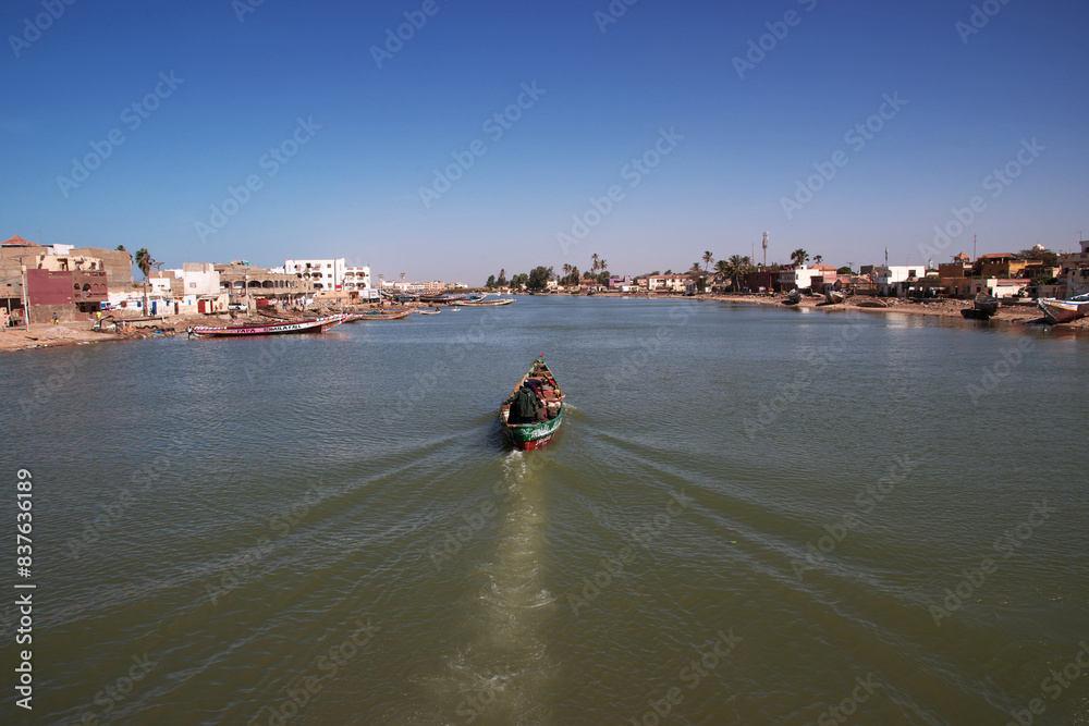 Boat with people of Saint-Louis, Senegal, West Africa