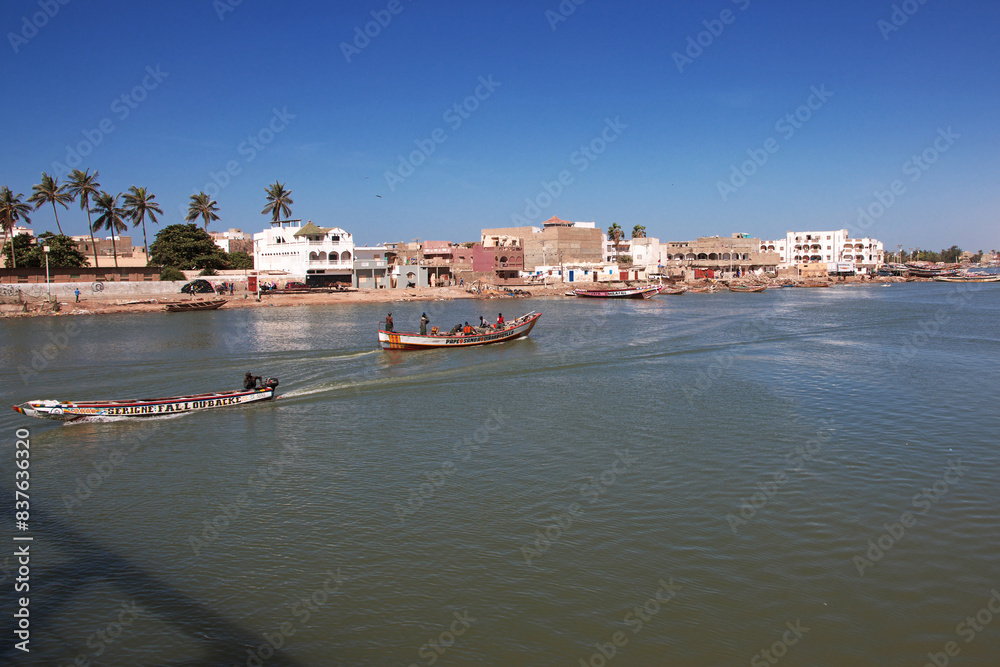 Boat with people of Saint-Louis, Senegal, West Africa