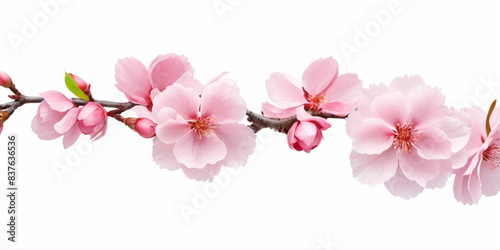 Pink cherry blossom flower isolated on white background