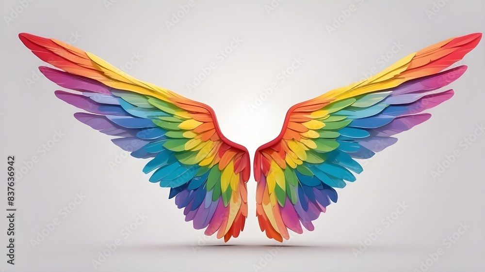 Isolated rainbow pride wings on a clear backdrop. Isolated rainbow pride wings on a clear backdrop.