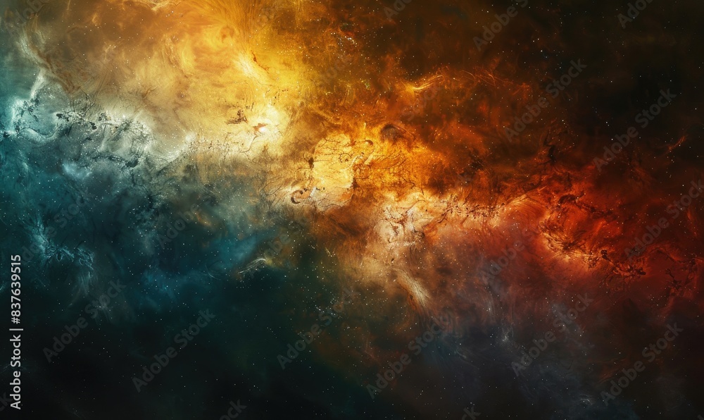 Fototapeta premium Colorful Nebula Cloud With Orange And Blue Stars In Space Background