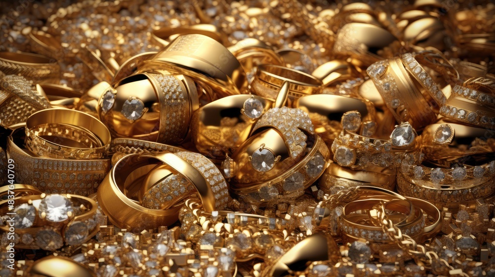 Beautiful gold jewelry collection background