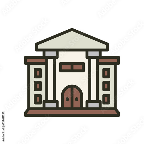 University building minimal icon. College institution, education vector web icon. Bank, government, historic or museum building vector icon symbol