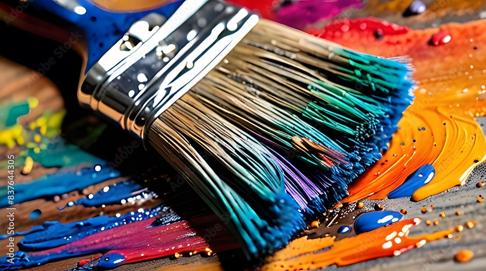 A set of brushes and paints for creating art A set of brushes and paints for creating art