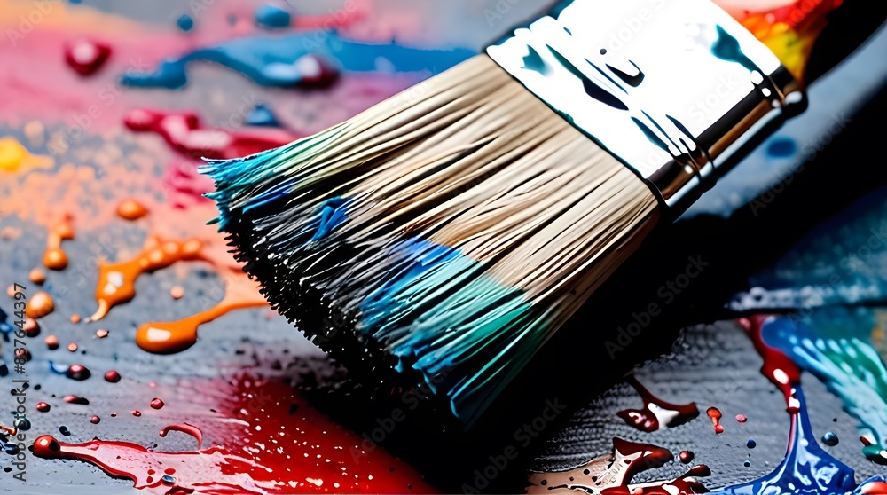 Fototapeta premium A set of brushes and paints for creating art