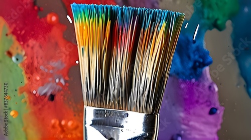 A set of brushes and paints for creating art photo