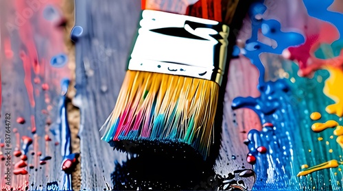 A set of brushes and paints for creating art photo