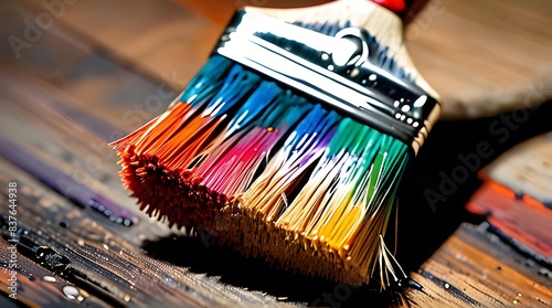 A set of brushes and paints for creating art photo