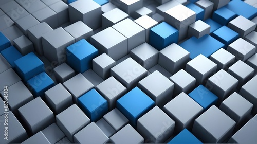 Background  three-dimensional cube white and blue  geometric shapes  3D