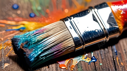 A set of brushes and paints for creating art