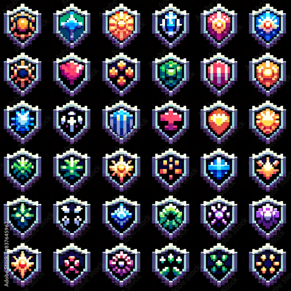 RPG pixel art shields sprite sheet RPG pixel art shields sprite sheet