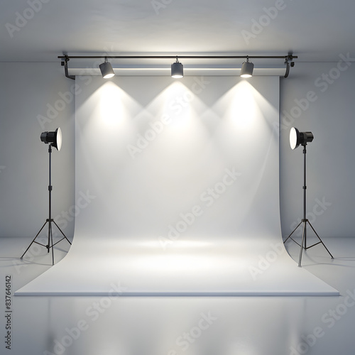 stage with spotlights, lighting-mockup-white-background