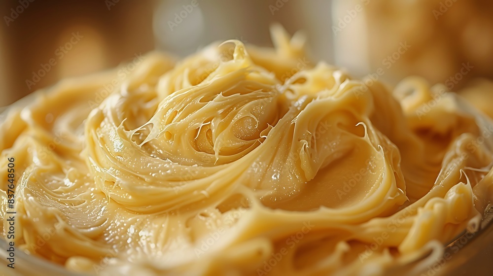 Close-up of the smooth, creamy texture of shea butter in a jar. Close-up of the smooth, creamy texture of shea butter in a jar.