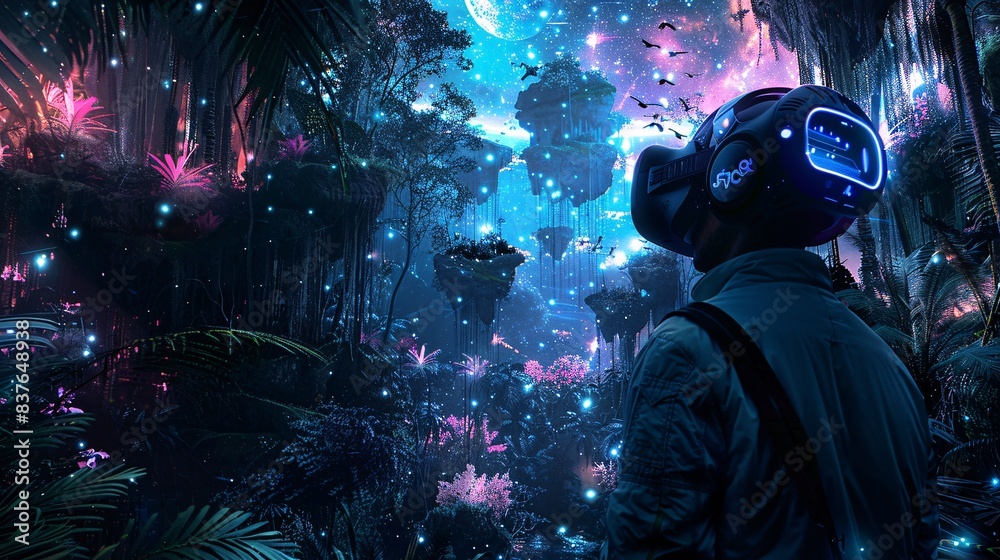 Virtual Reality Gamer in Immersive World of Stunning Graphics Virtual Reality Gamer in Immersive World of Stunning Graphics