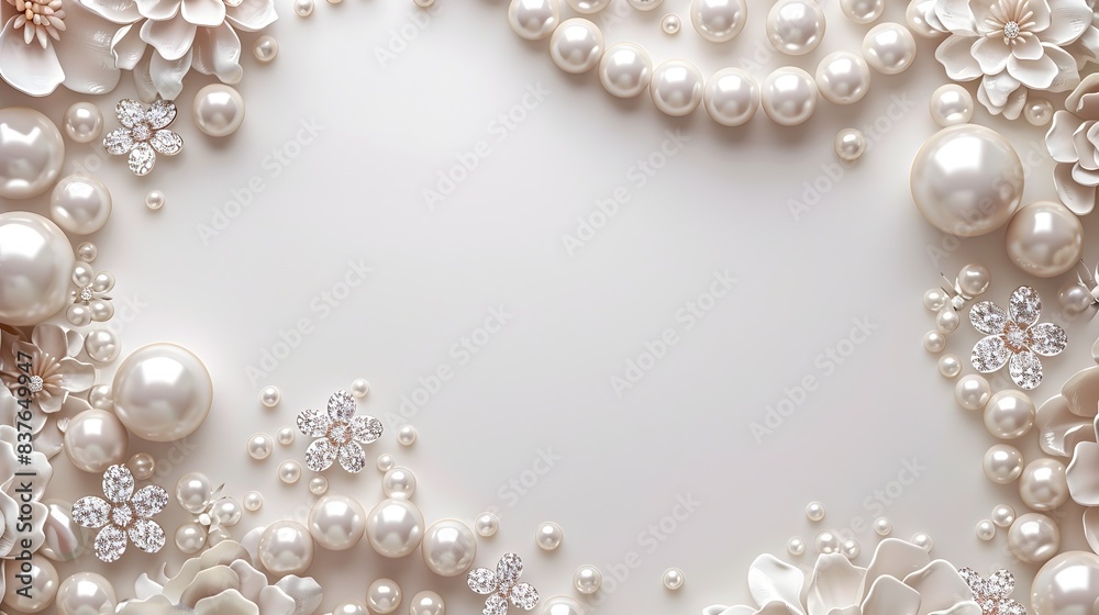 Elegant Pearl and Rhinestone Frame Ideal for Wedding Photos Elegant Pearl and Rhinestone Frame Ideal for Wedding Photos