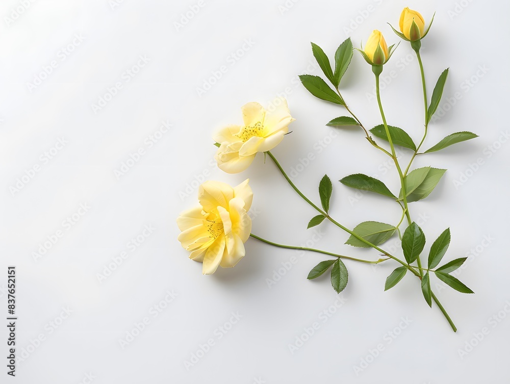 Fototapeta premium solated natural plant,beautiful flower ,colorful,brilliant colors, top shot, close-up,pure white paper background 
