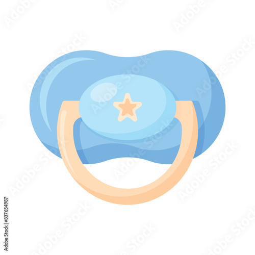 Blue baby Dummy for boy. Baby pacifier icon. Element for design of logo, icons, buttons. Isolated vector illustration