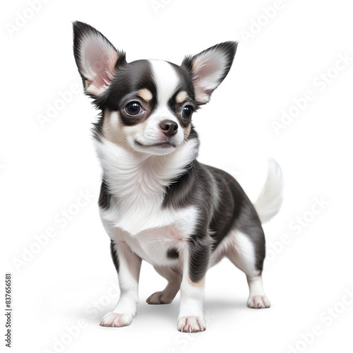 Black&White chihuahua isolated on white