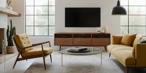 Enjoying a relaxing afternoon in a modern living room, bathed in natural light streaming through large windows