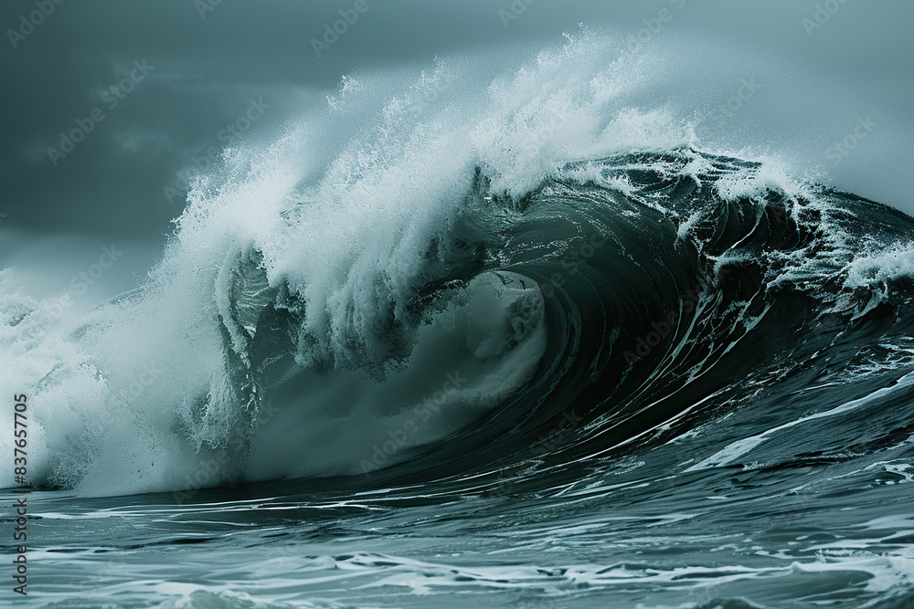 Generative ai on theme of a scary tsunami with huge foamy wave, apocalyptic dramatic background Generative ai on theme of a scary tsunami with huge foamy wave, apocalyptic dramatic background