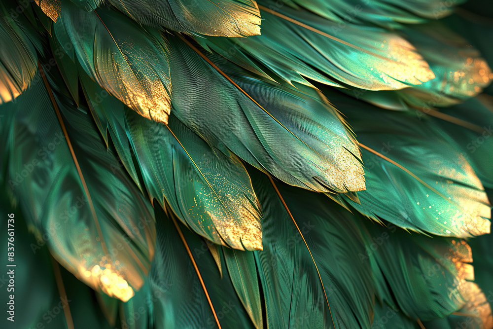 Fototapeta premium Generative ai on theme of beautiful texture bird feather for design natural abstract background