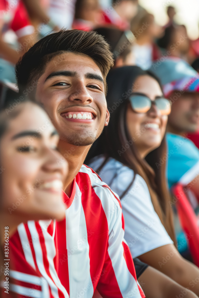 Paraguayan football soccer fans in a stadium supporting the national team, Los Guaranies
Paraguayan football soccer fans in a stadium supporting the national team, Los Guaranies