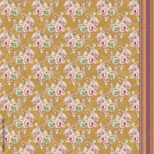 Allover, Textile, Flower, Motif, Background, Colorful, Textile Design, 