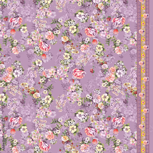 Allover, Textile, Flower, Motif, Background, Colorful, Textile Design, 