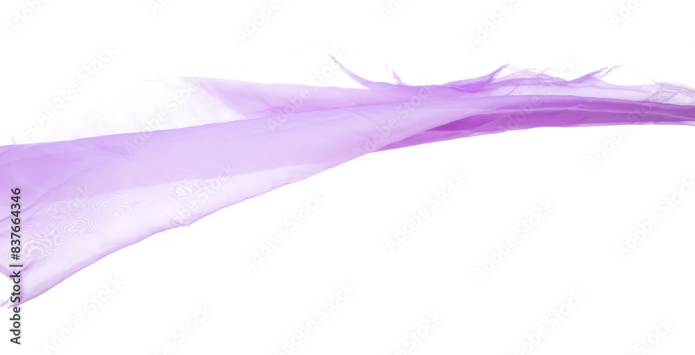 Purple Violet Organza fabric flying in curve shape, Piece of textile blue sky organza fabric throw fall in air. White background isolated motion blur Purple Violet Organza fabric flying in curve shape, Piece of textile blue sky organza fabric throw fall in air. White background isolated motion blur