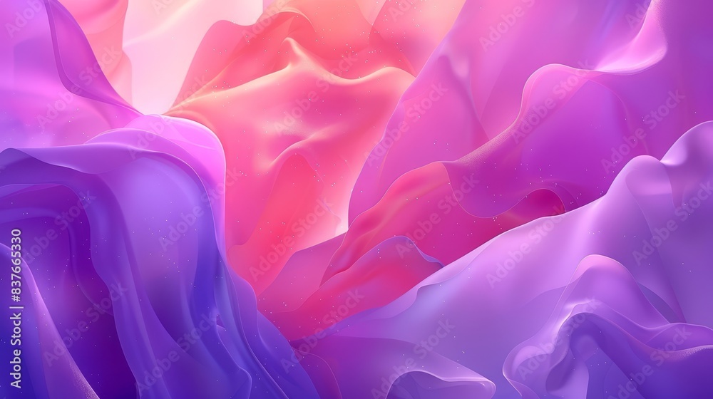 Obraz premium An abstract painting featuring wave forms in pink, purple, and blue, with a distinct pink hub at the image's core