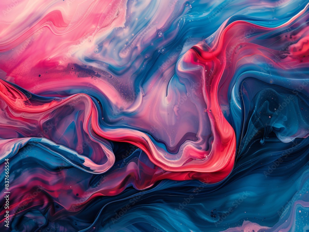Obraz premium Close-up of painting: red, blue swirl