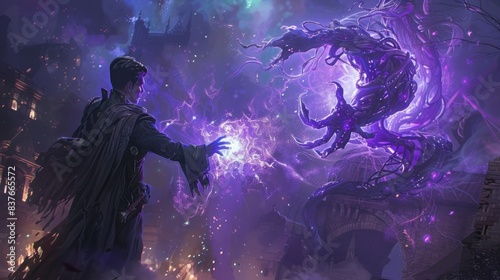 Warlock binding a spectral entity to his will