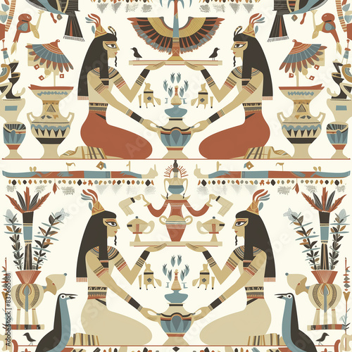 古代エジプトの装飾模様 シームレスパターン
 Ancient Egyptian ornament seamless pattern