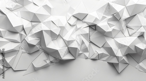 White origami pieces close up on wall