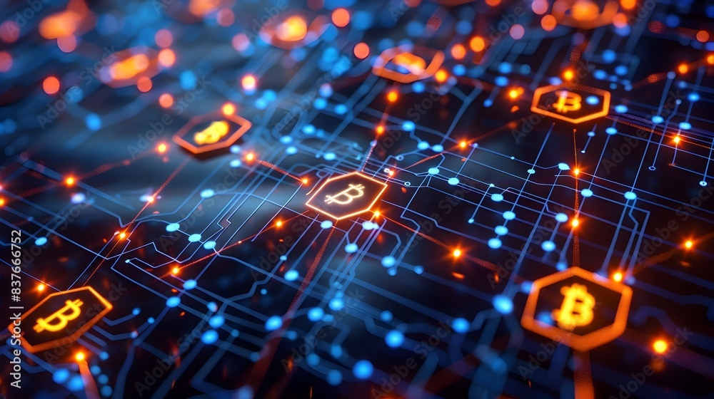 Interconnected Blockchain Network with Digital Currency Symbols ...
